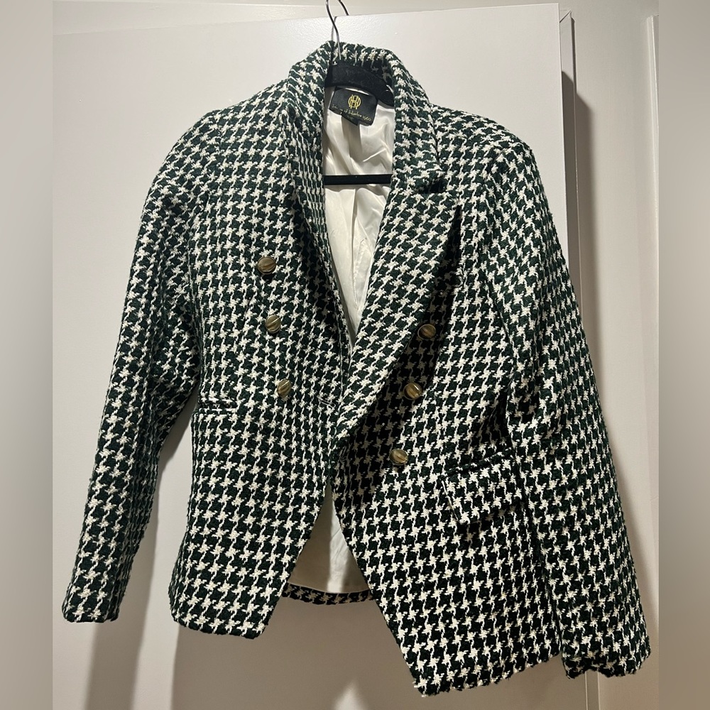 House of Harlow Emerald Herringbone Blazer